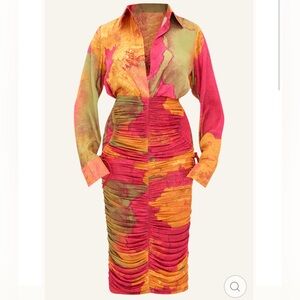 NWT 270.00 Small ANDREA IYAMAH Taka Mesh Midi Skirt